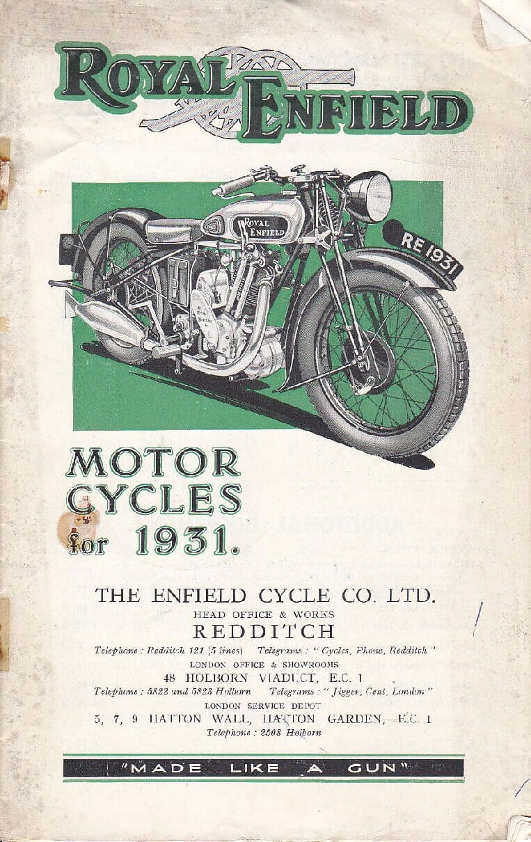 1931 Re Sales Brochure Complete Royal Enfield